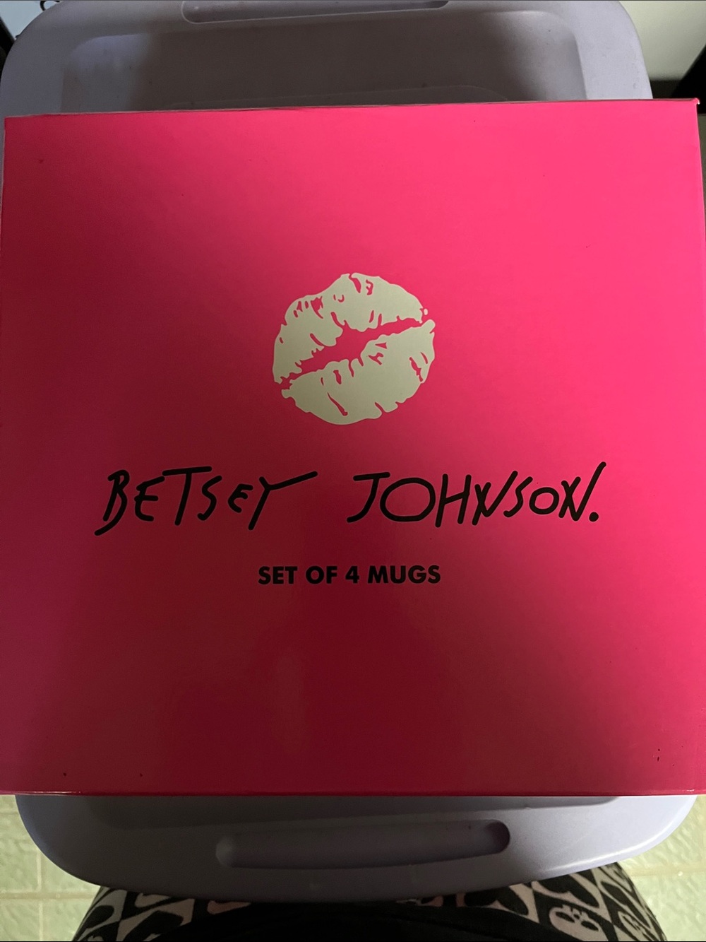 Betsey Johnson Hot Pink Box with Gold Kiss Logo